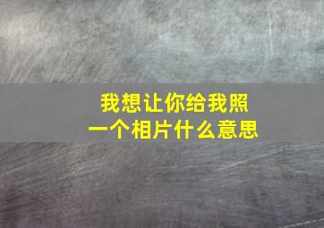 我想让你给我照一个相片什么意思