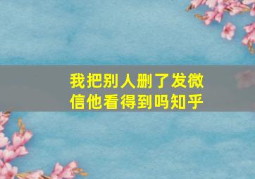 我把别人删了发微信他看得到吗知乎