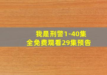 我是刑警1-40集全免费观看29集预告