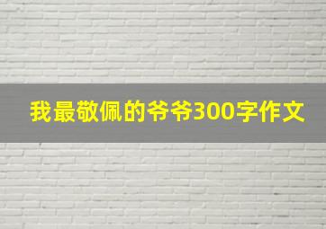 我最敬佩的爷爷300字作文