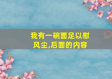 我有一碗面足以慰风尘,后面的内容