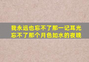 我永远也忘不了那一记耳光忘不了那个月色如水的夜晚