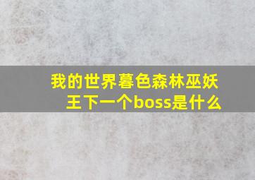 我的世界暮色森林巫妖王下一个boss是什么