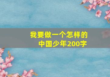 我要做一个怎样的中国少年200字