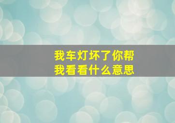 我车灯坏了你帮我看看什么意思