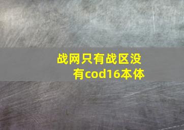 战网只有战区没有cod16本体