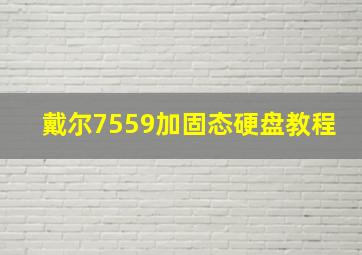 戴尔7559加固态硬盘教程