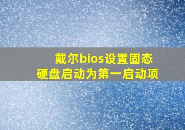 戴尔bios设置固态硬盘启动为第一启动项