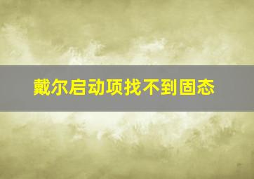 戴尔启动项找不到固态