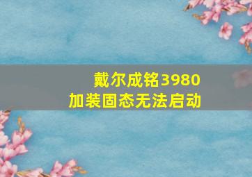 戴尔成铭3980加装固态无法启动