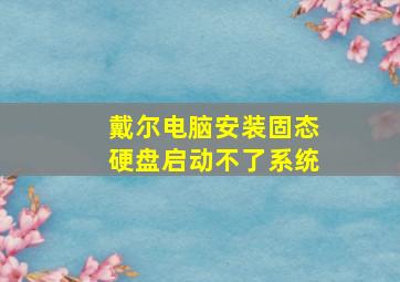 戴尔电脑安装固态硬盘启动不了系统