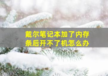 戴尔笔记本加了内存条后开不了机怎么办