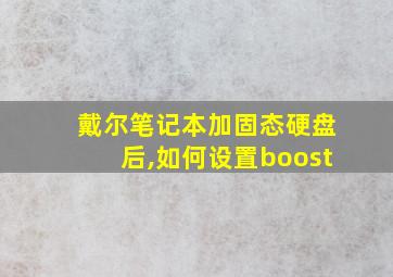 戴尔笔记本加固态硬盘后,如何设置boost