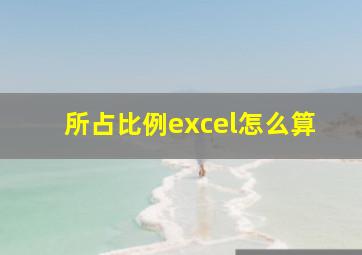 所占比例excel怎么算