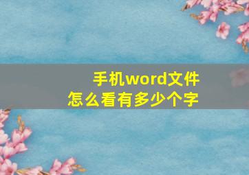 手机word文件怎么看有多少个字