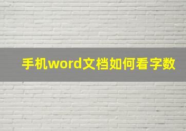 手机word文档如何看字数