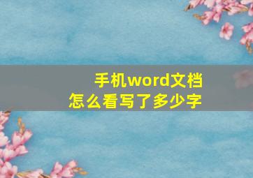 手机word文档怎么看写了多少字