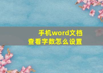 手机word文档查看字数怎么设置