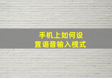 手机上如何设置语音输入模式