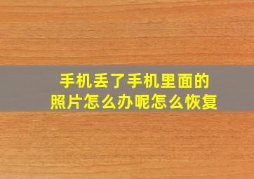 手机丢了手机里面的照片怎么办呢怎么恢复