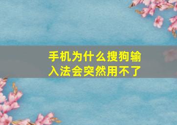 手机为什么搜狗输入法会突然用不了