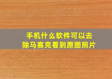 手机什么软件可以去除马赛克看到原图照片