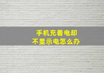 手机充着电却不显示电怎么办