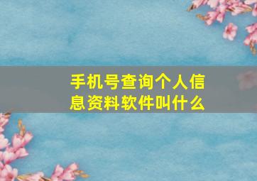 手机号查询个人信息资料软件叫什么