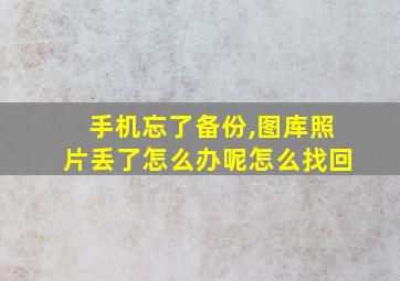 手机忘了备份,图库照片丢了怎么办呢怎么找回