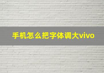 手机怎么把字体调大vivo