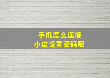 手机怎么连接小度设置密码呢