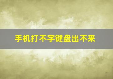 手机打不字键盘出不来