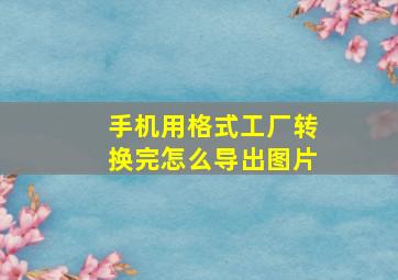 手机用格式工厂转换完怎么导出图片