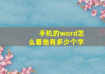 手机的word怎么看他有多少个字