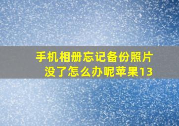 手机相册忘记备份照片没了怎么办呢苹果13