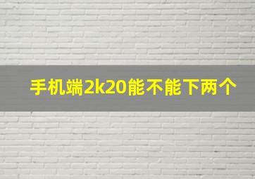 手机端2k20能不能下两个