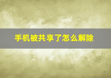 手机被共享了怎么解除