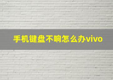 手机键盘不响怎么办vivo