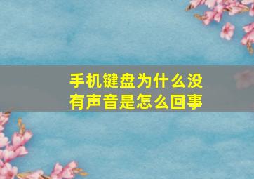 手机键盘为什么没有声音是怎么回事