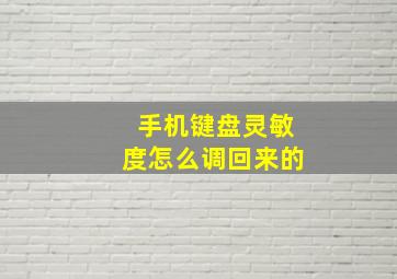 手机键盘灵敏度怎么调回来的