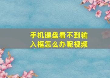 手机键盘看不到输入框怎么办呢视频