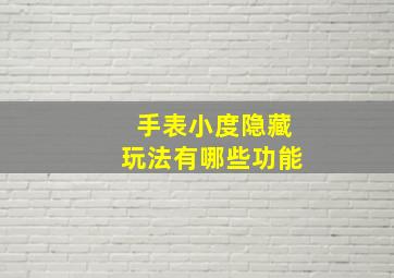 手表小度隐藏玩法有哪些功能