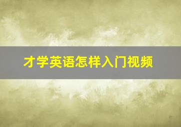 才学英语怎样入门视频