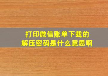 打印微信账单下载的解压密码是什么意思啊