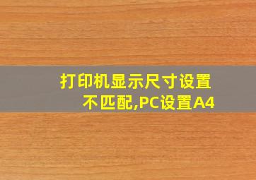 打印机显示尺寸设置不匹配,PC设置A4