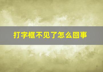 打字框不见了怎么回事