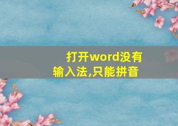 打开word没有输入法,只能拼音