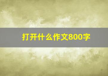 打开什么作文800字