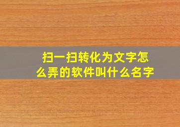 扫一扫转化为文字怎么弄的软件叫什么名字