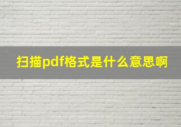 扫描pdf格式是什么意思啊